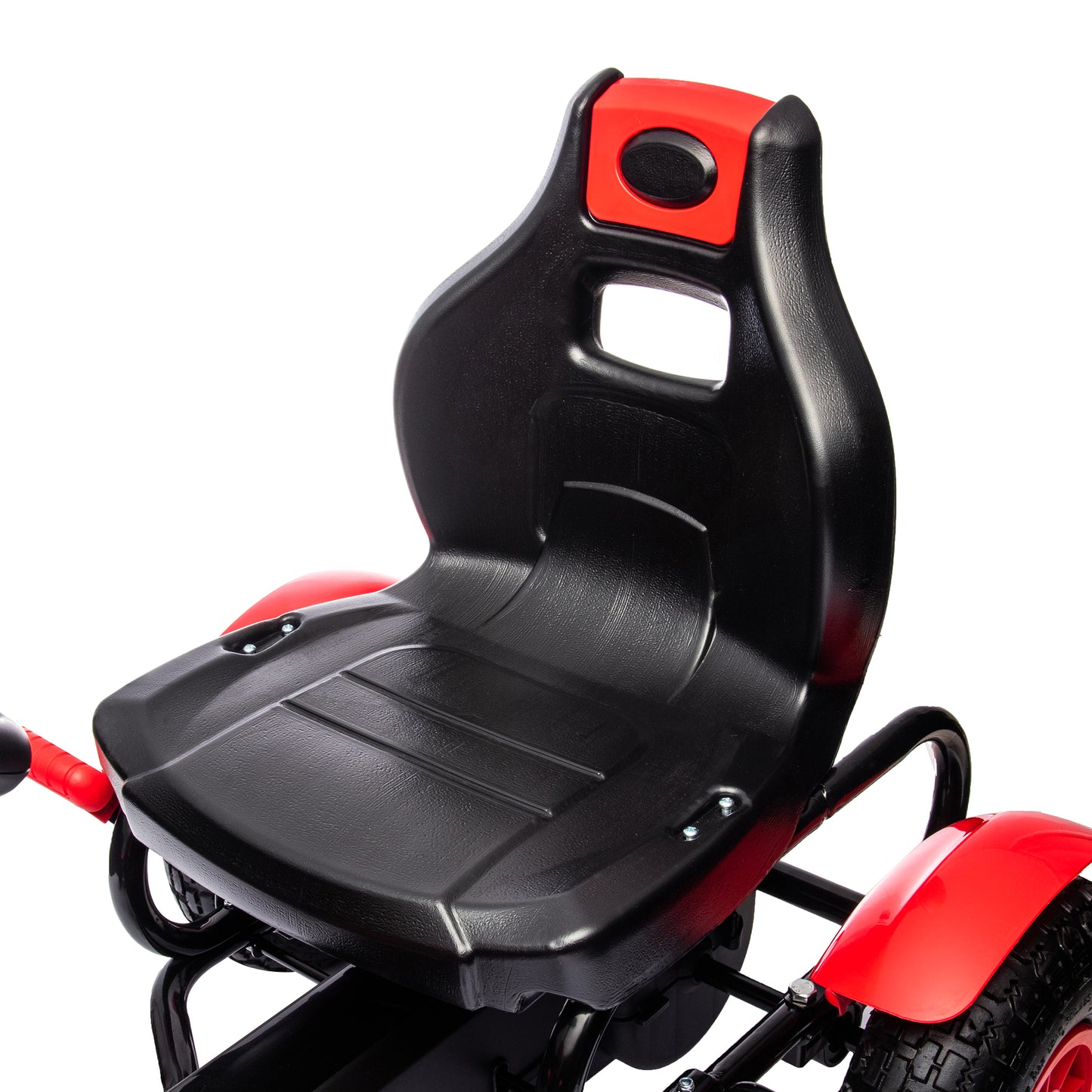 Pedal Go Kart, Kids Ride On Racer with Adjustable Seat, Inflatable Rubber Tyres, Handbrake for Ages 5-12 Years - Red