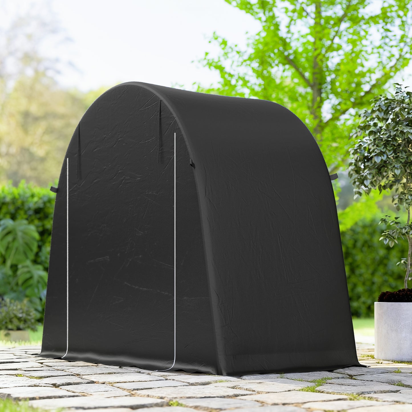 8 x 4 ft Garden Storage Tent, Waterproof Bike Tent with Roll-up Zipper Door and Galvanised Metal Frame, Dark Grey