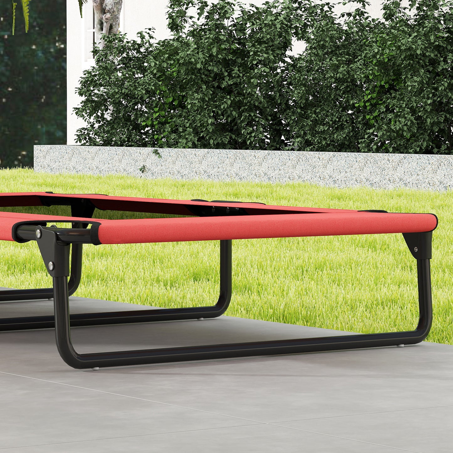 Portable Raised Dog Bed, Elevated Pet Cot with Breathable Mesh for Indoor Outdoor, for Large Dogs, Red