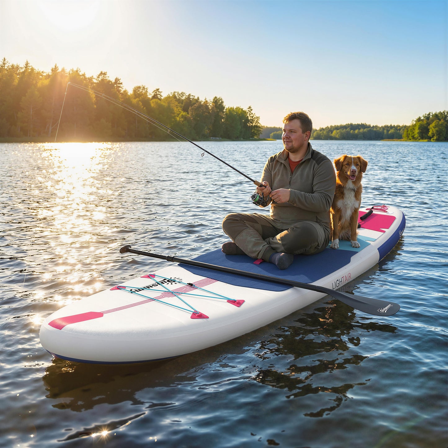Inflatable Stand Up Paddle Board, 305x89x15cm Extra-Wide SUP with Non-Slip EVA Deck, Adj Aluminum Paddle