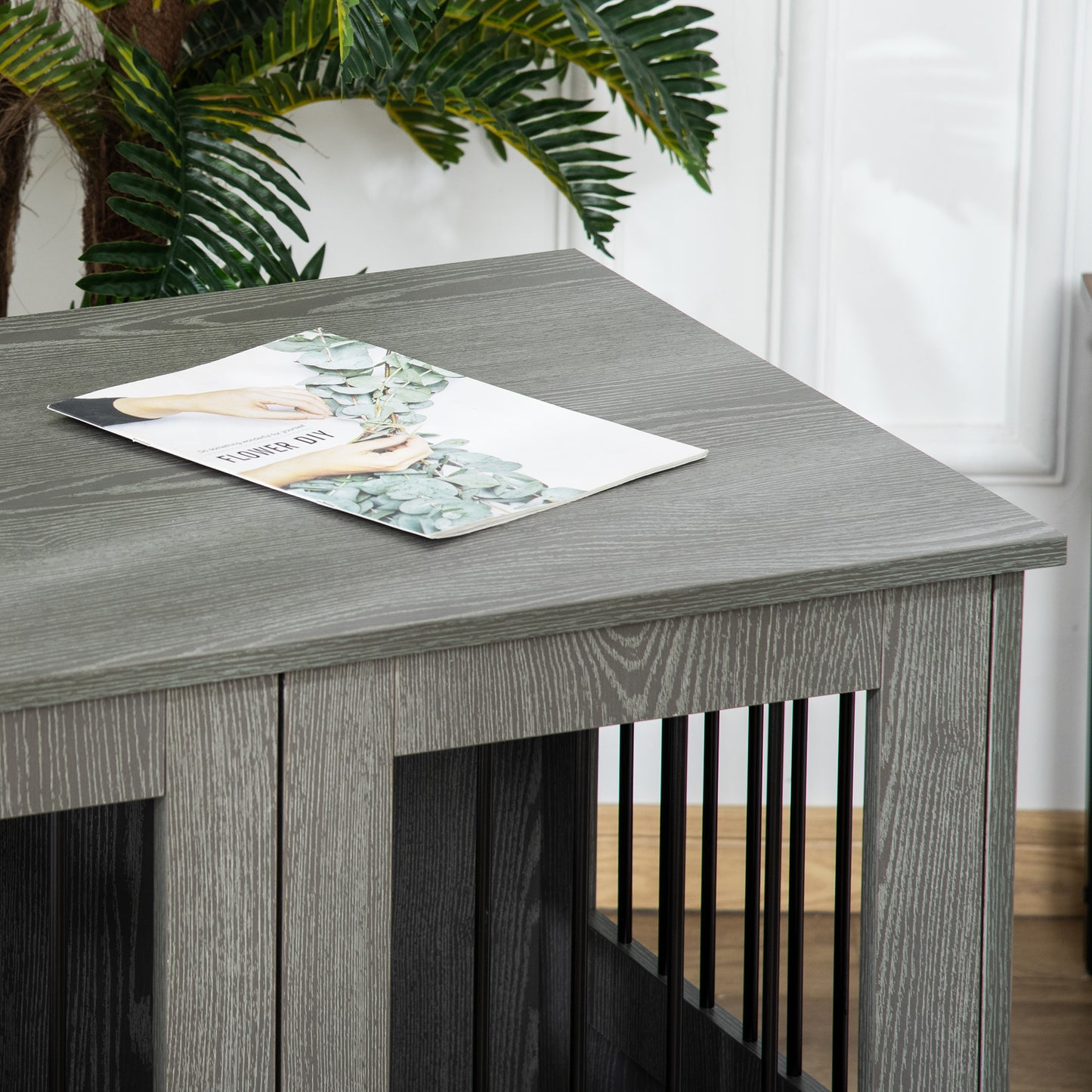 Dog Crate Table for Medium and Large Dogs with Magnetic Door for Indoor Use, 85 x 55 x 75 cm, Grey