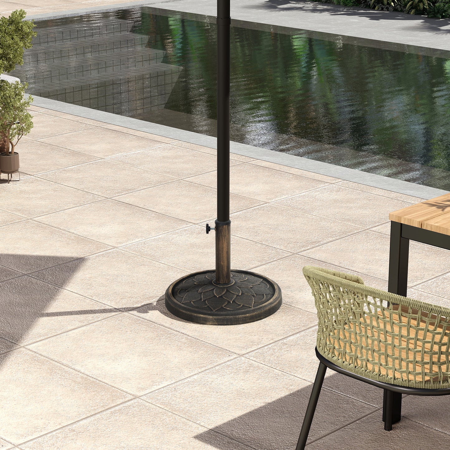 12kg Resin Garden Parasol Base, Round Umbrella Base, Heavy Duty Sun Umbrella Base for 32, 38