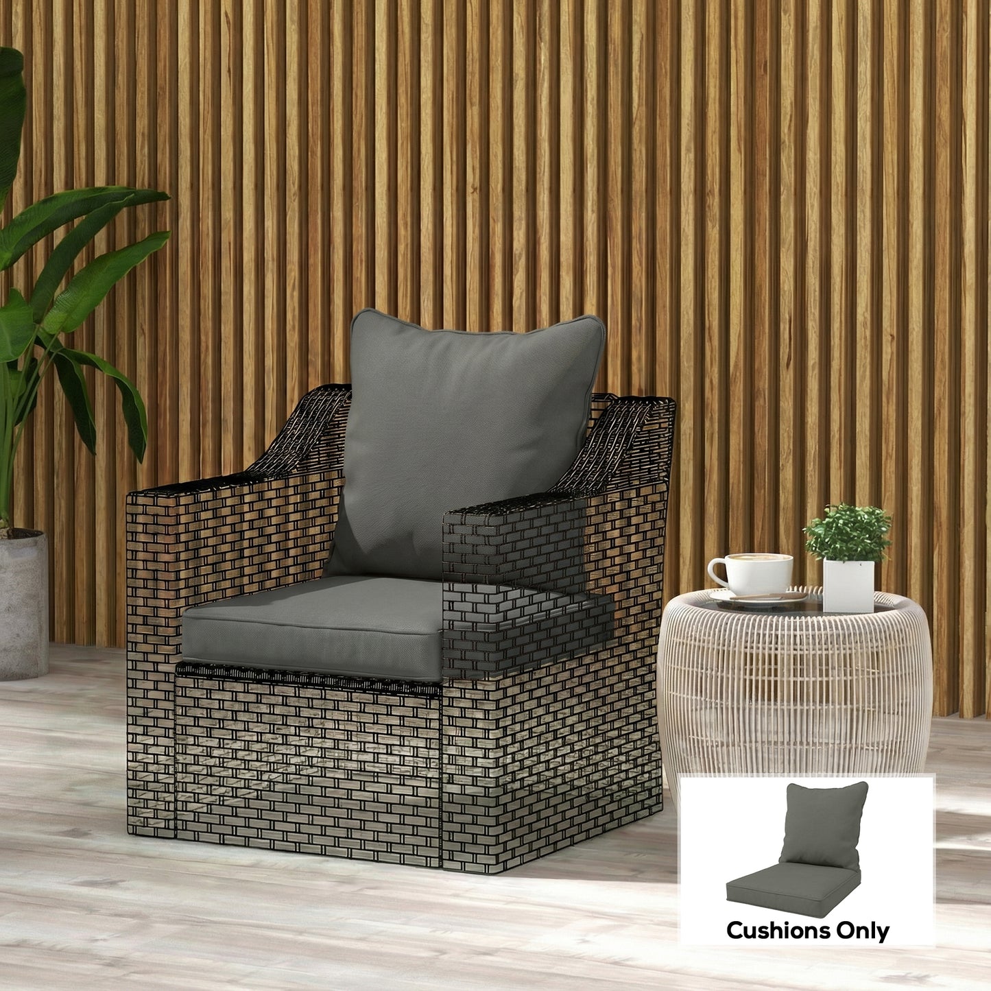 Seat and Back Padded Cushion Set, CUSHION ONLY - Charcoal Grey