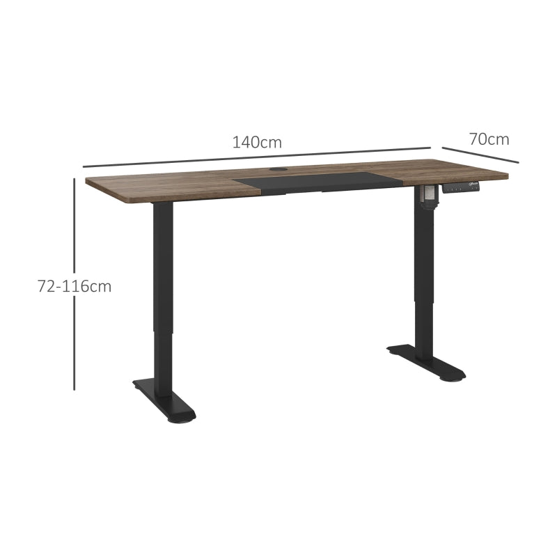 Adjustable Electric Standing Desk with LED Display Controls & Wooden Countertop - 72-116cm - Black
