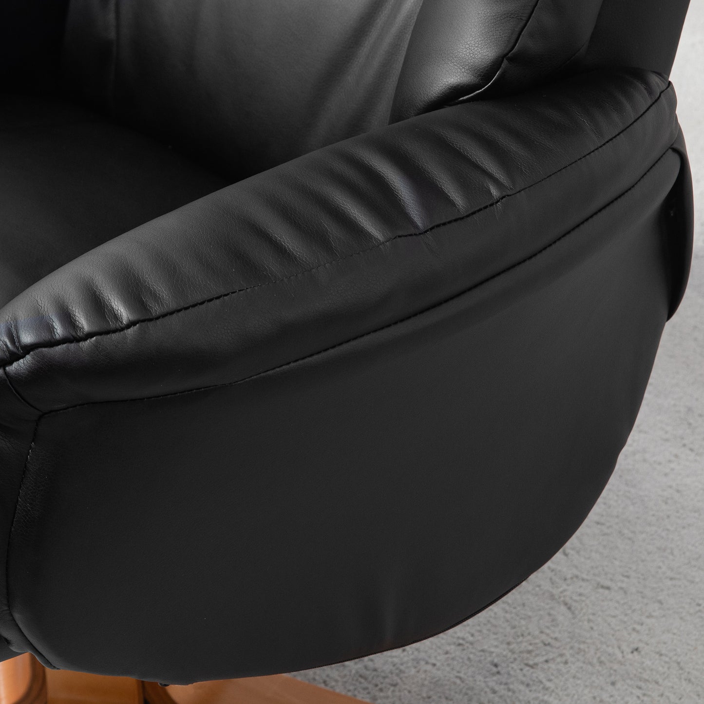 Rocking Recliner Chair with Footstool, PU Leather Recliner Armchair with Wood Base