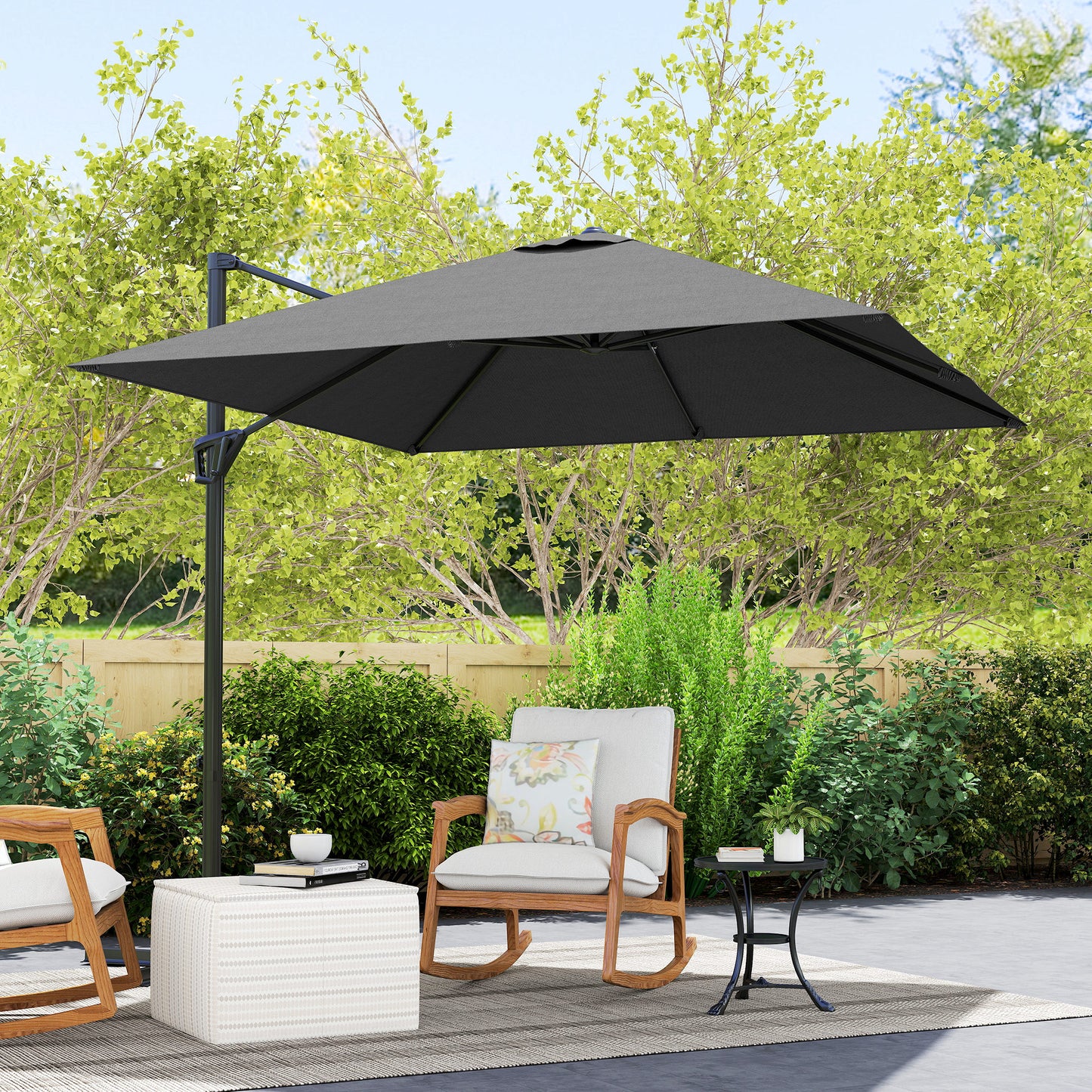 Patio Offset Parasol Umbrella with UV Resistant, Cross Base Included, Weights Required - Dark Grey