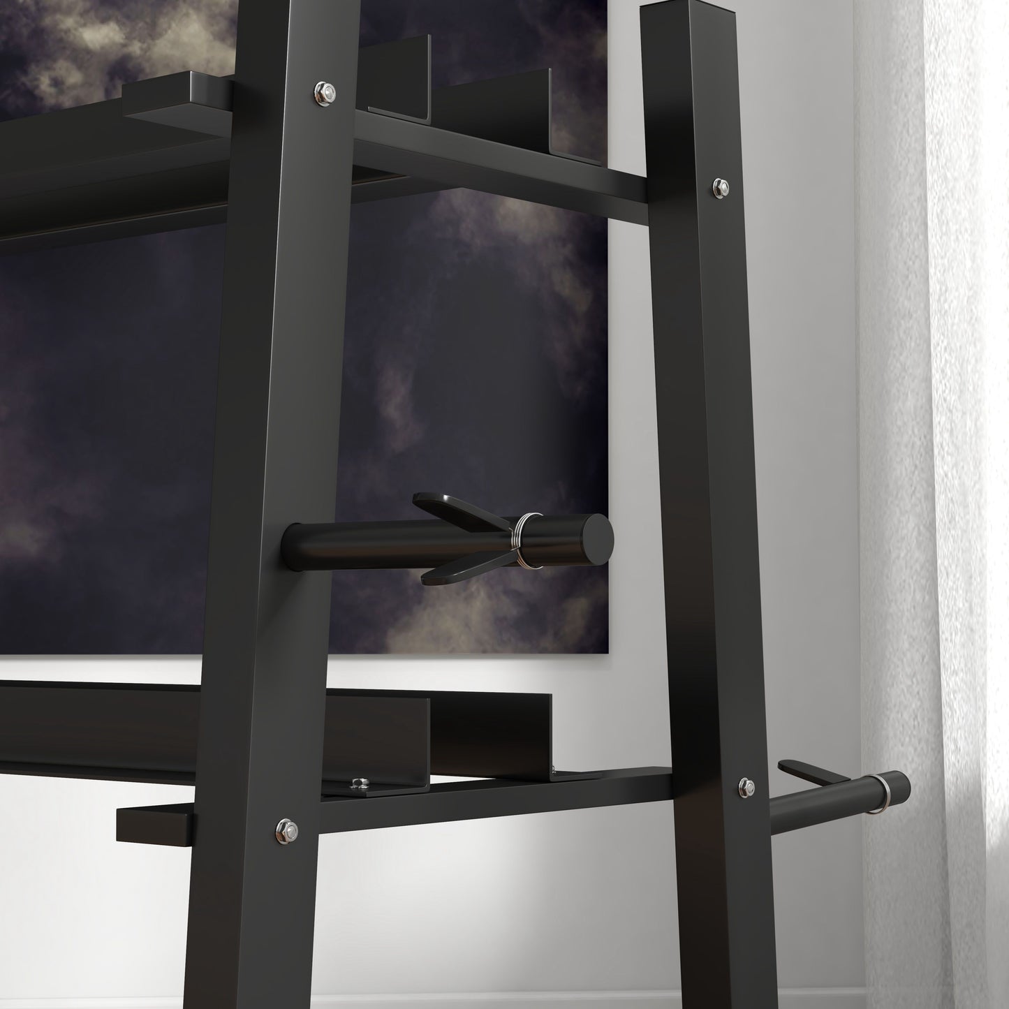 3-Tier Dumbbell Rack, Versatile Weight Rack with 4 Weight Rods for Dumbbells, Kettlebells and Plates (Rack Only)