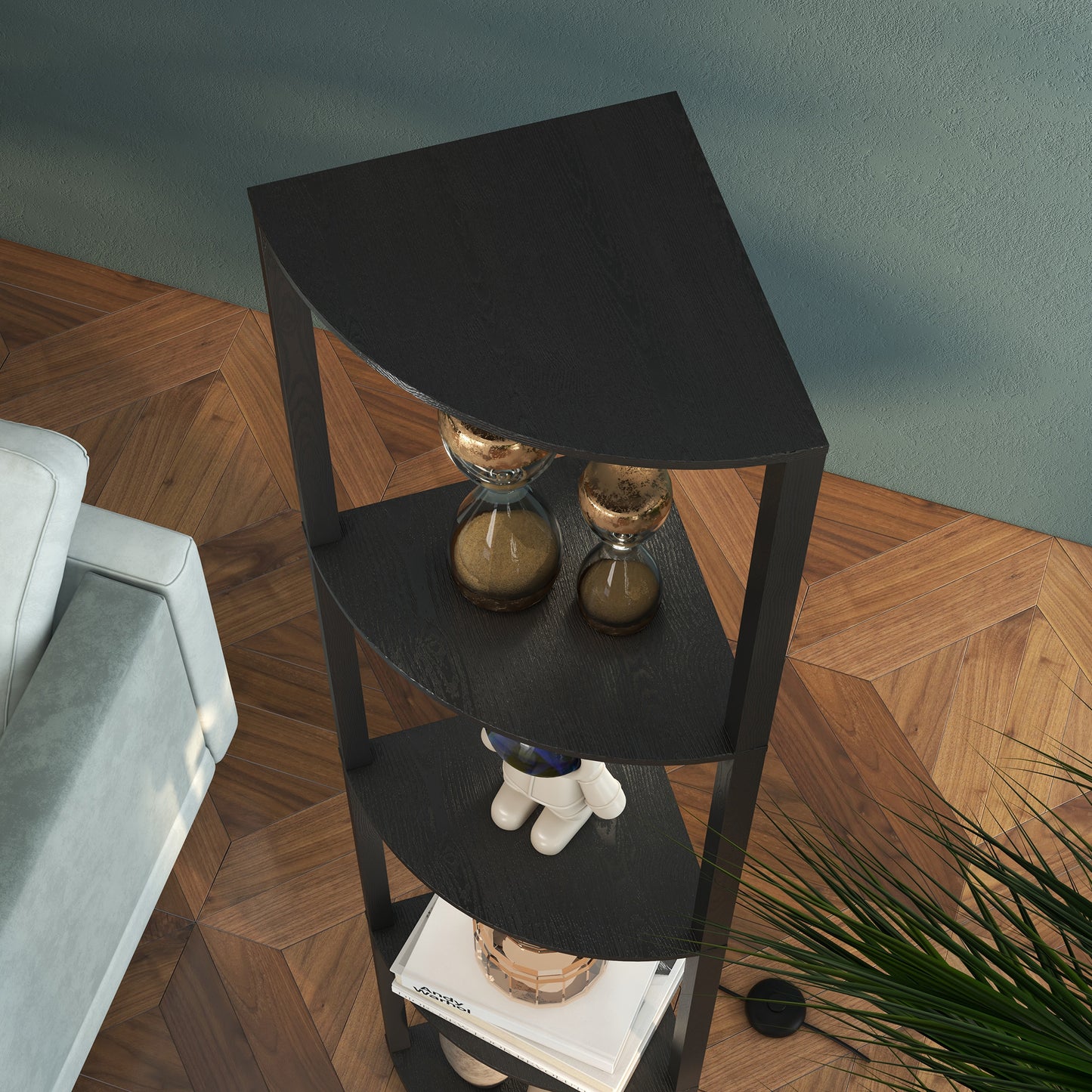 Corner Floor Lamp for Living Room Bedroom with Warm White LED Light, Modern Tall Standing Lamp, Black