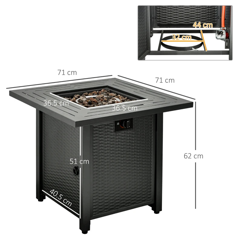 Square Propane Gas - Smokeless - Fire Pit Table - 40,000BTU