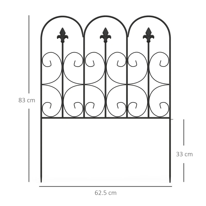 5 Piece Set of Garden Fencing with Curved Top Edge and Arrow Design