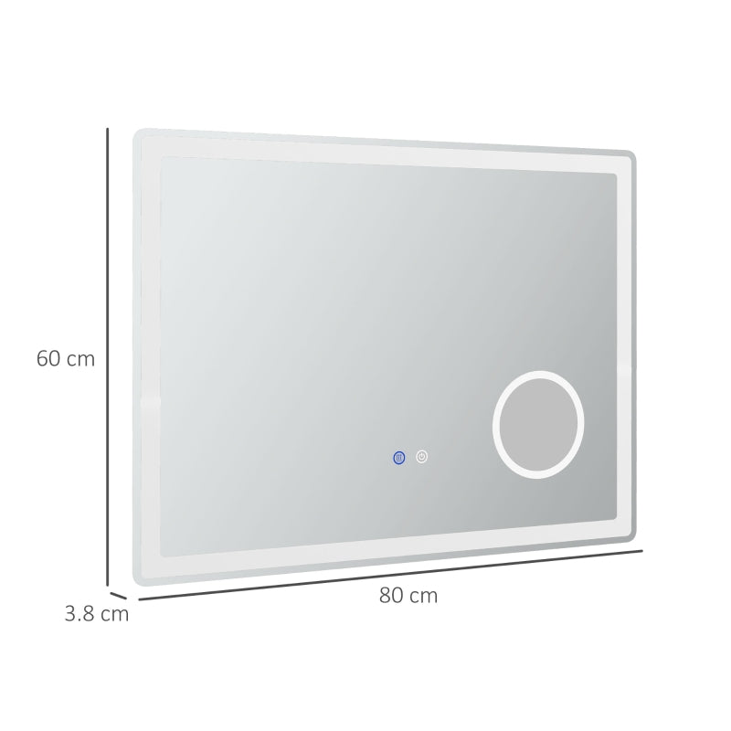 Anti-Fog - LED - Bathroom Mirror with 3x Magnifying Circle & 3 Colour Options, Smart Touch