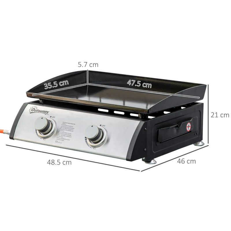 Gas - Flat-top Griddle / Grill with 2 Stainless Steel Burners