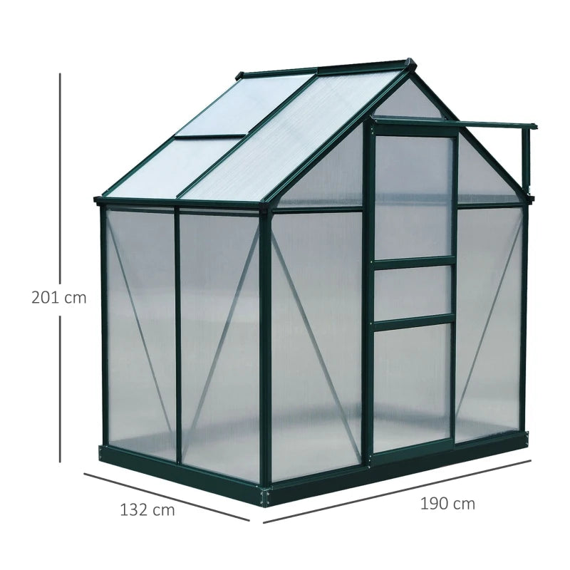 (6x4ft) - Walk-In Polycarbonate Greenhouse with Sliding Door and Window