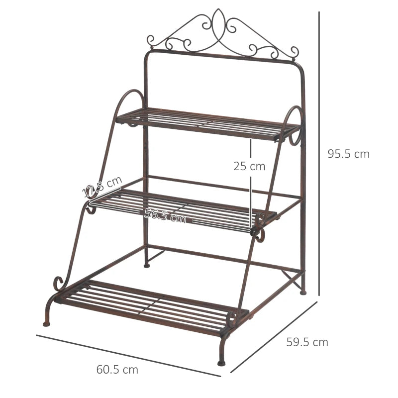 3-Tier Stair Style Plant Stand - Flower Pot Holder Display Shelf Organiser