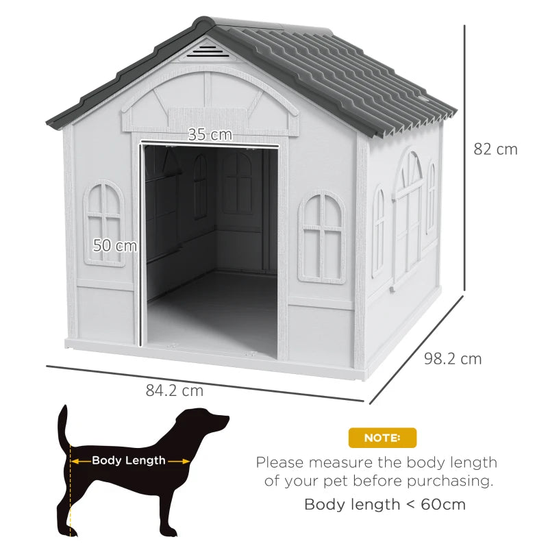 Weather Resistant Plastic Dog House with Ventilation Slats - for Indoor / Outdoor
