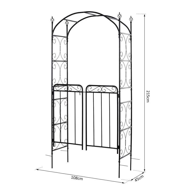 Metal Arch Trellis Arbour for Climbing Plants with Gate - 7ft