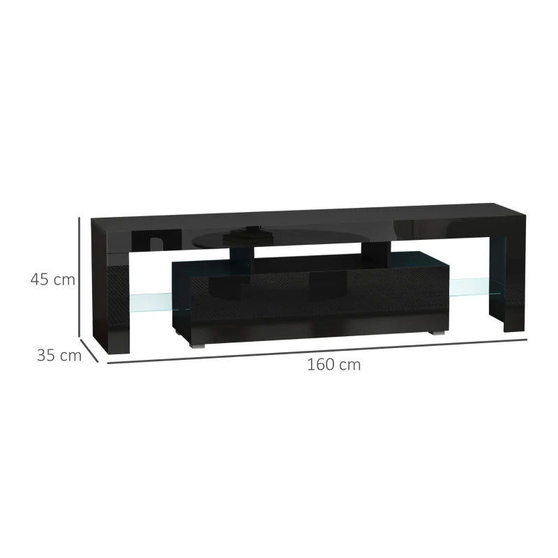 Modern Style Media Centre - TV Stand with LED Lights & Storage Compartment
