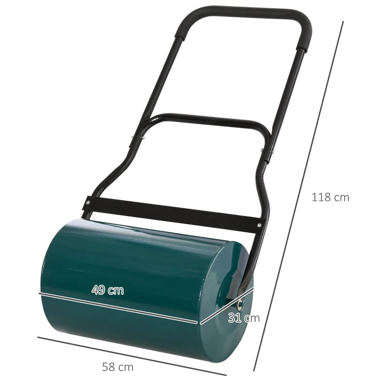 40L - Water or Sand Filled Lawn Roller Drum Scraper Bar with Collapsible Handle