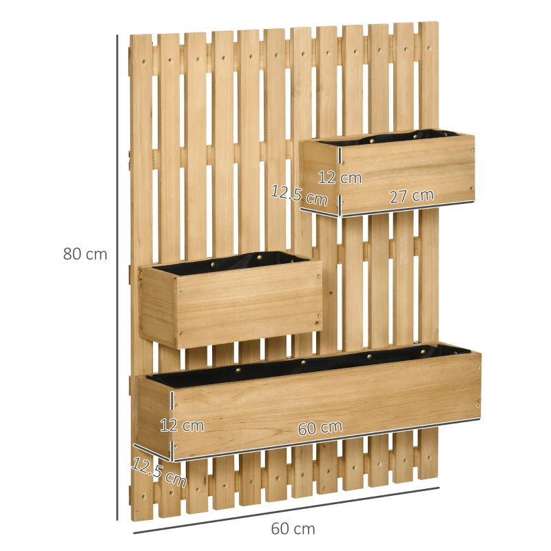 Wall Mounted Adjustable Garden Planters with Trellis Backboard