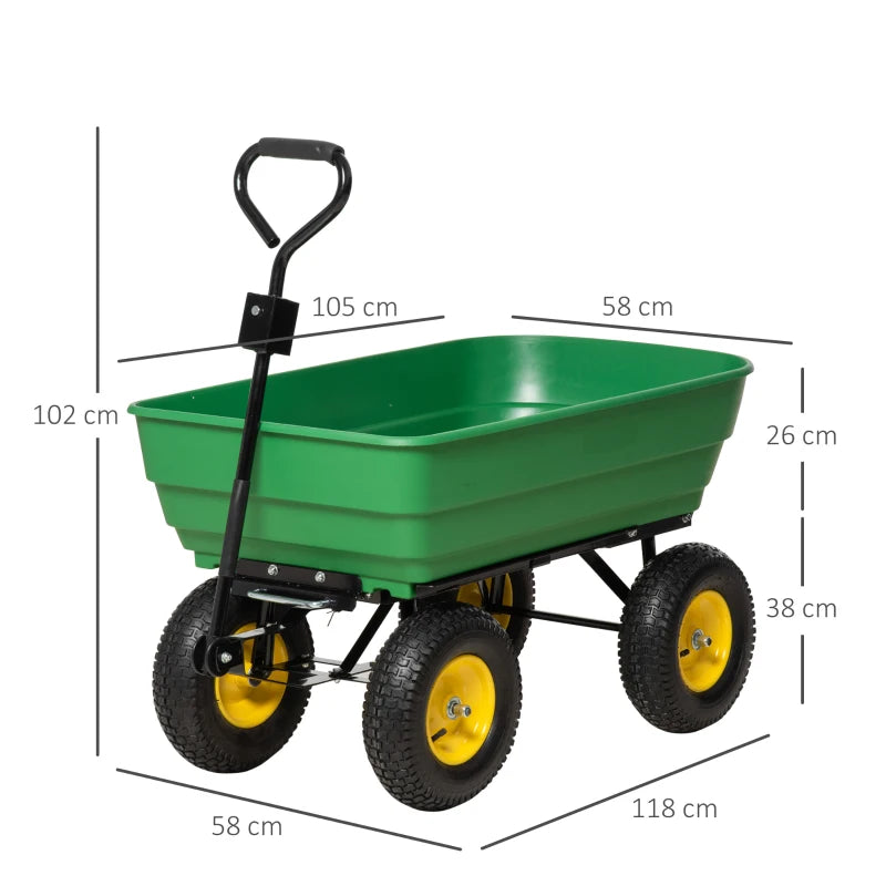 125 Litre Large Heavy Duty 4 Wheeled Dump Tilt Wheelbarrow / Tipping Truck