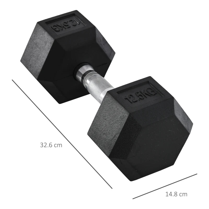Strength Training Rubber Hex Dumbbell Set of 2x 12.5kg