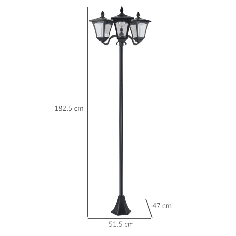 3-Head Traditional Victorian Style Garden Lamp Post - Dimmable LED Lantern