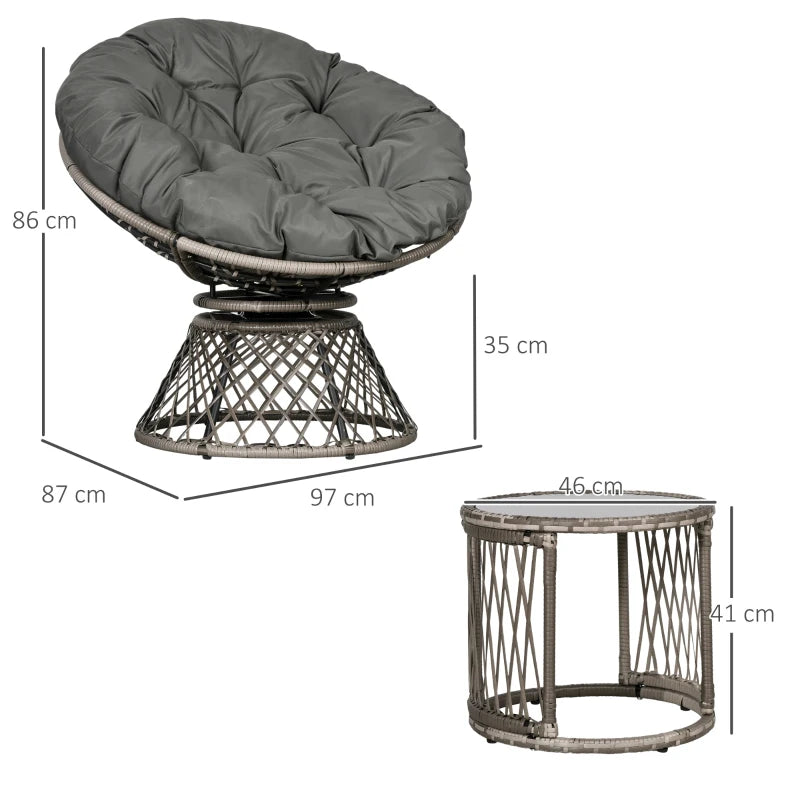 Moon Seat Bistro Set with Extra Cushioned Moon Pillow and Table Set