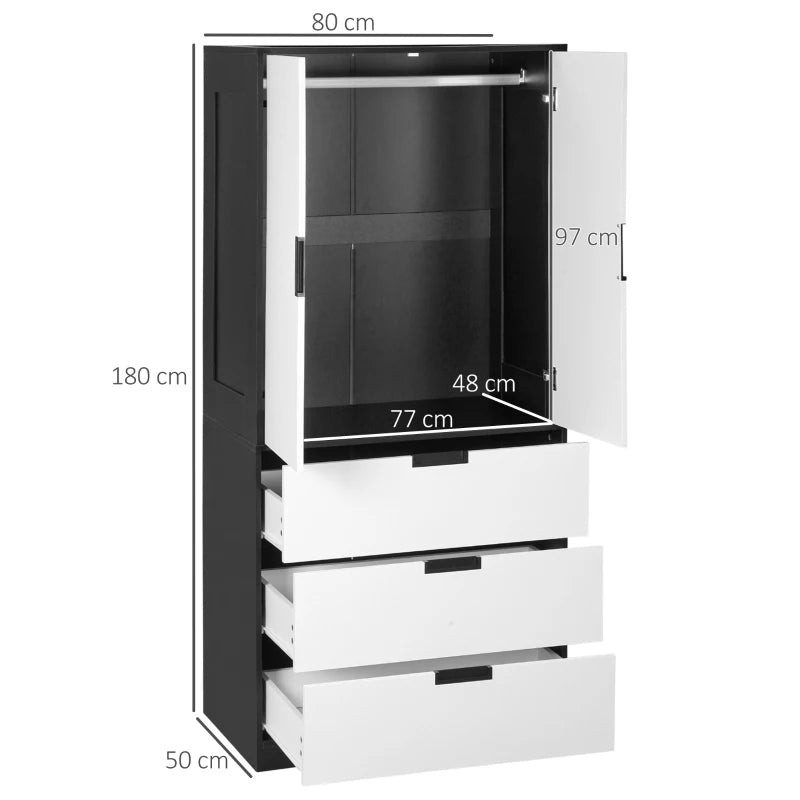 Modern Style Wardrobe with 3-Drawer Storage