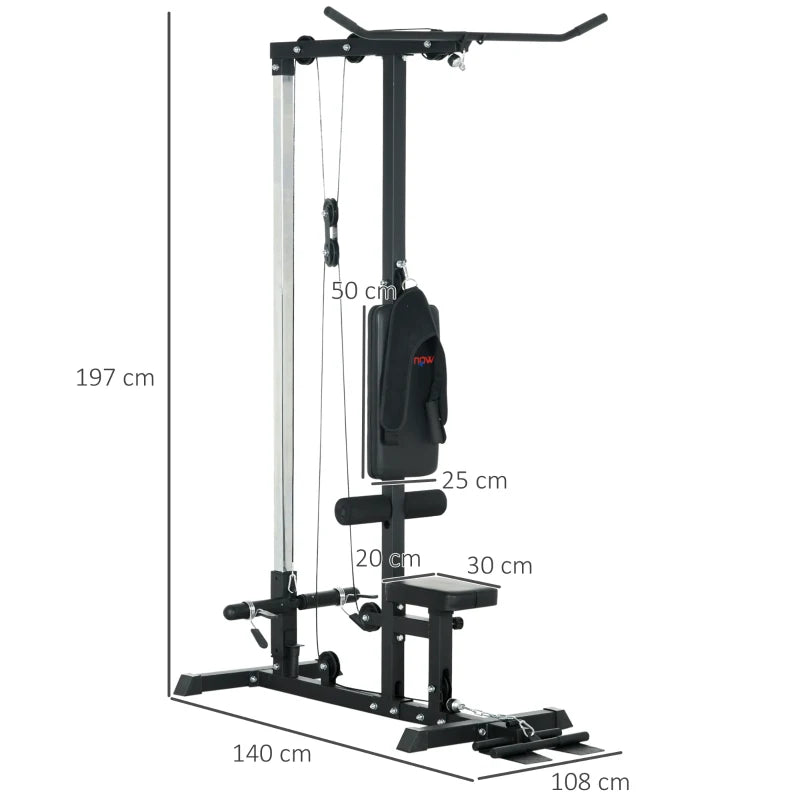 Lat Pull Down Machine / Cable Machine with Adjustable Kickplate / Footrest