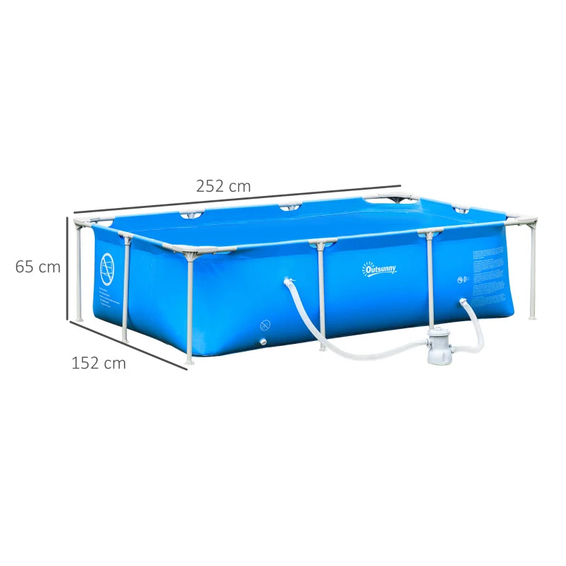 Steel Frame Pool with Reinforced Sidewalls, Filter Pump and Filter Cartridges - Blue
