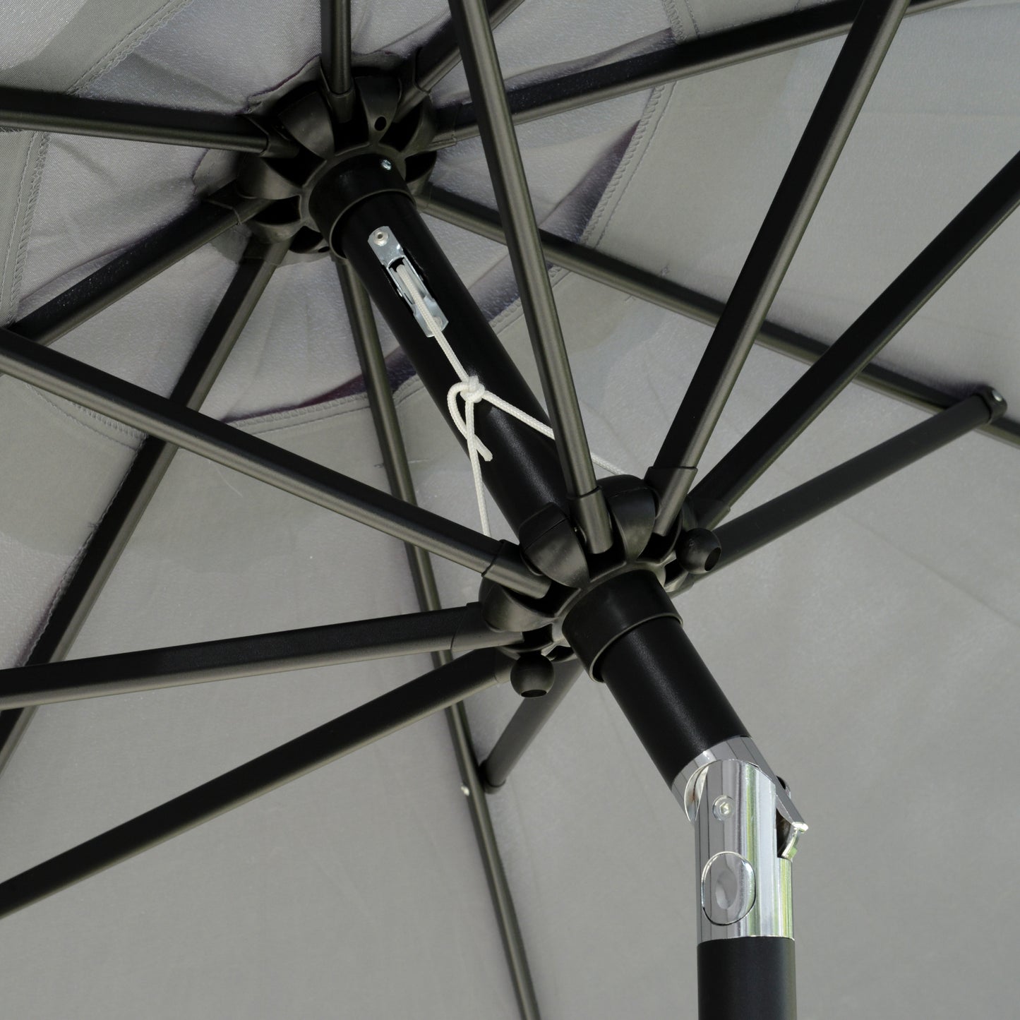 2.7m Patio Parasol Garden Umbrellas Outdoor Sun Shade Table Umbrella with Tilt, Crank, 8 Ribs, Ruffles, Grey