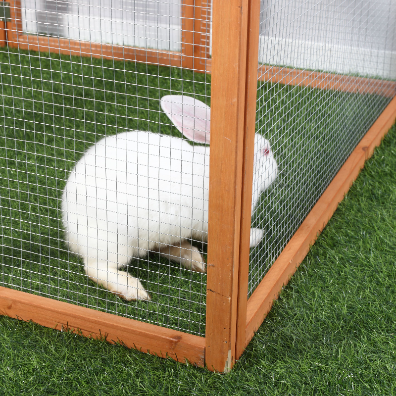 Wooden Rabbit Hutch Cage 6ft with Wire Mesh, Openable Roof, Play Space for Outdoor, Natural Wood Finish