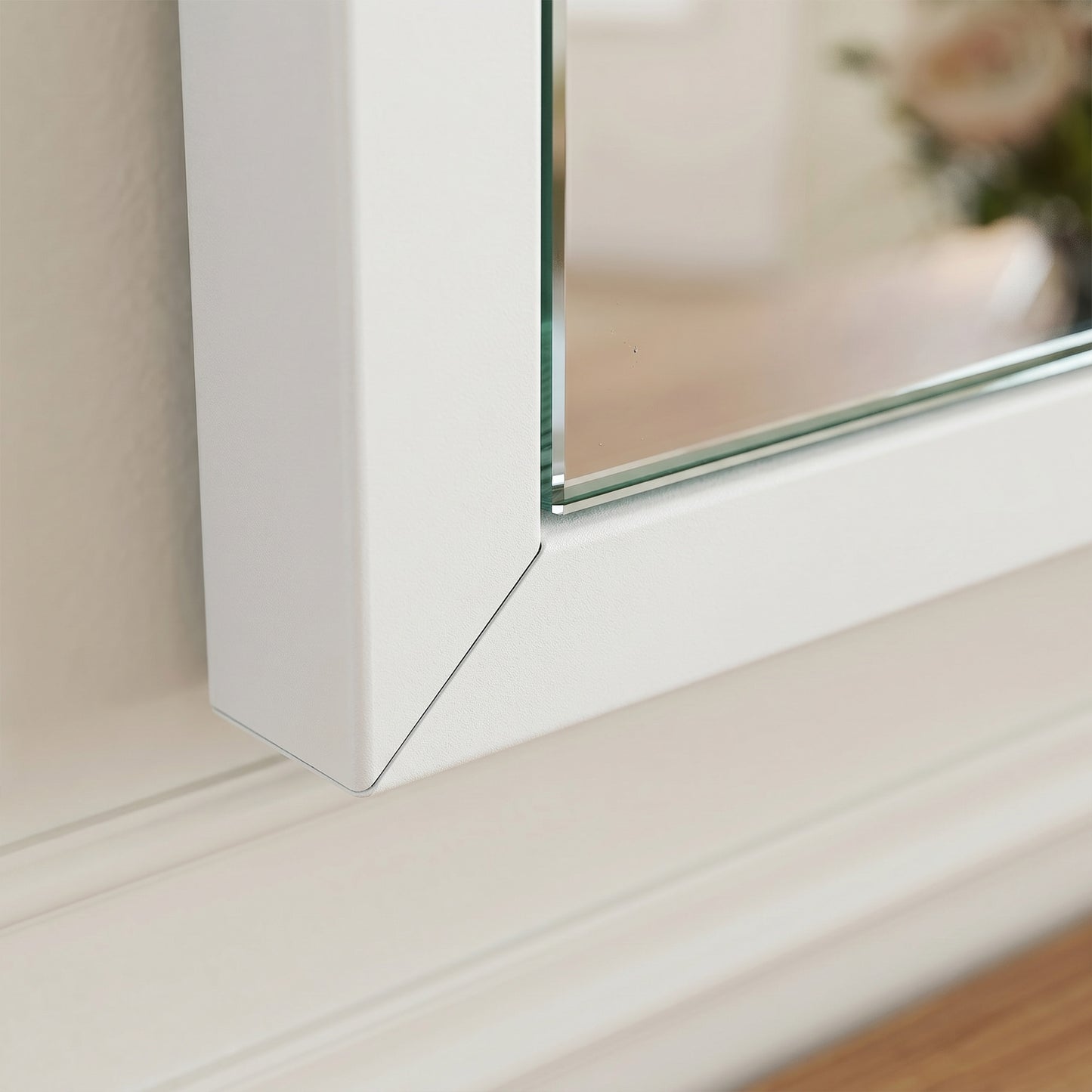 Wall-Mounted Bathroom Mirror, 70 x 50 cm Wall Mirror for Living Room, Bedroom, Hallway, White