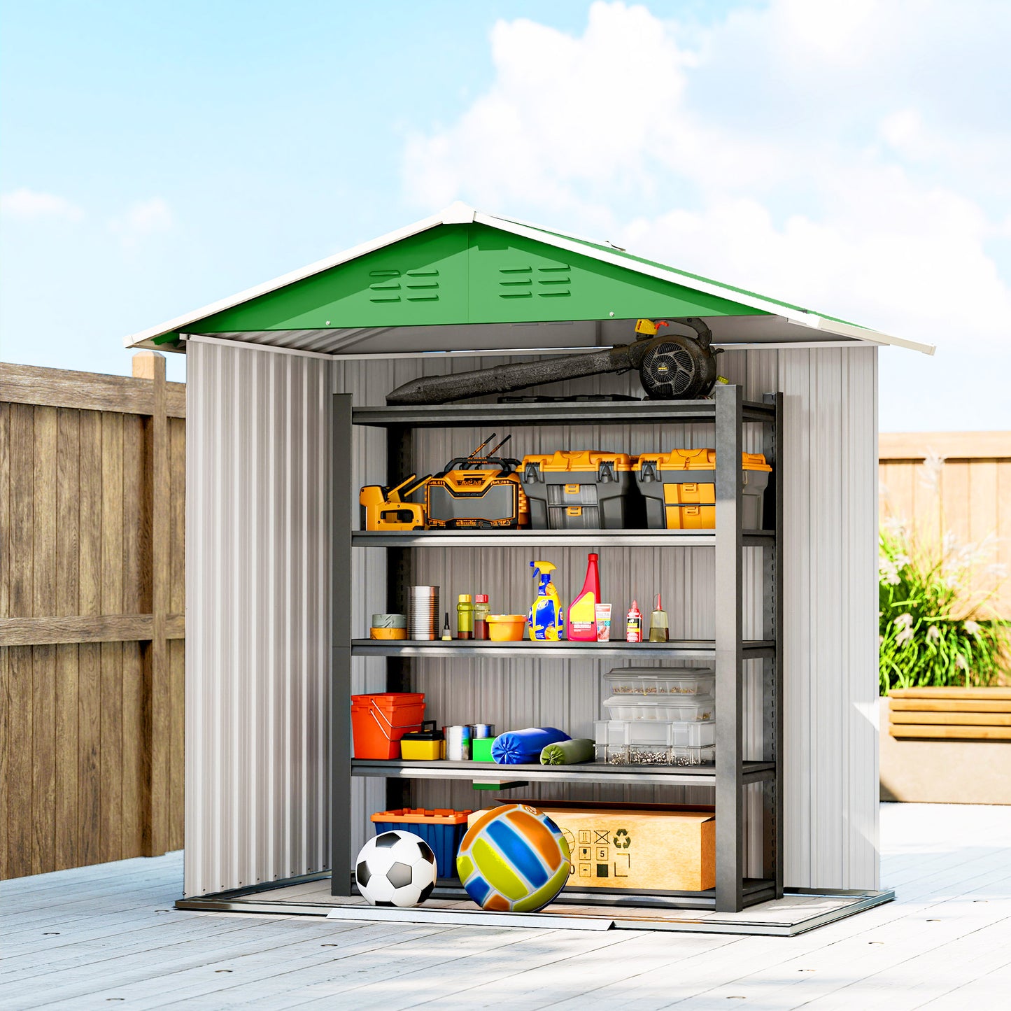 6.5 x 3.5ft Metal Garden Storage Shed - Green