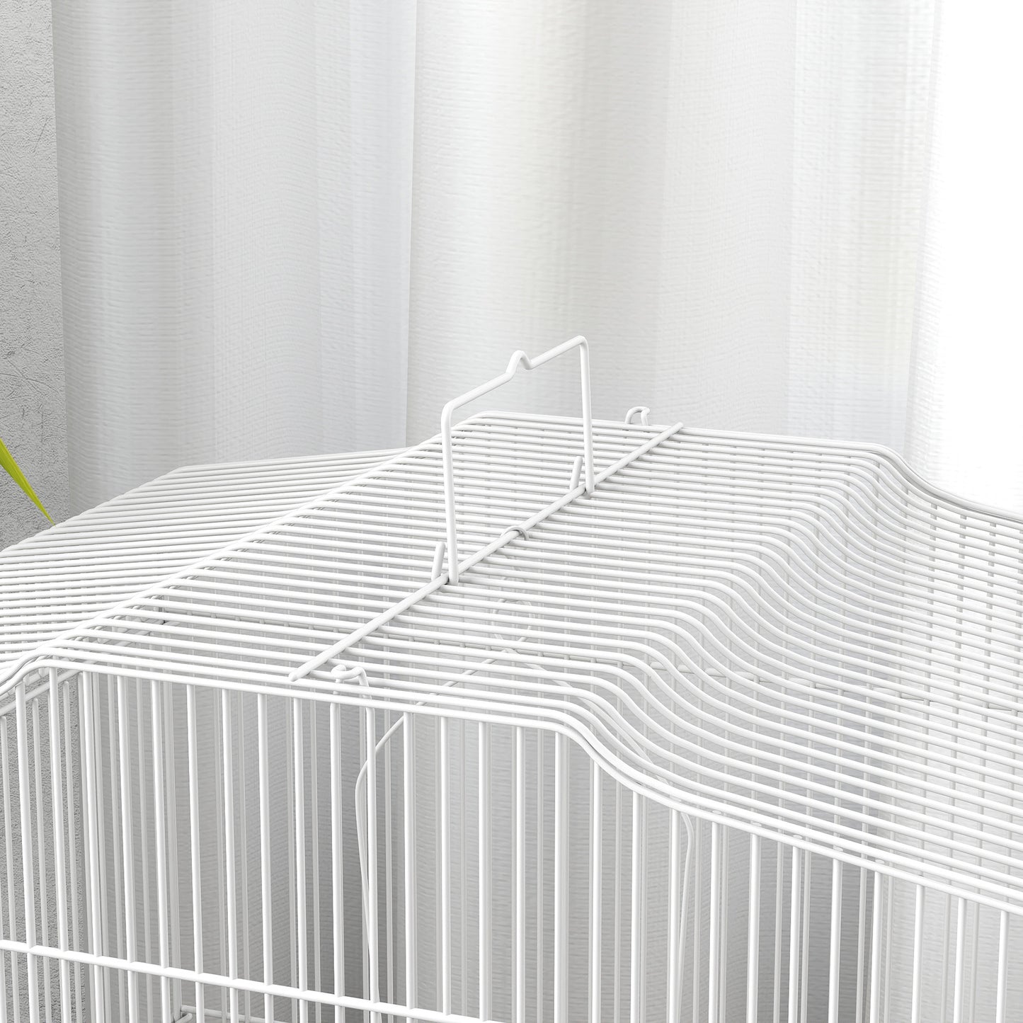 Large Metal Bird Cage with Perches, Food Bowls, Swing, for Budgies, Parakeets, White