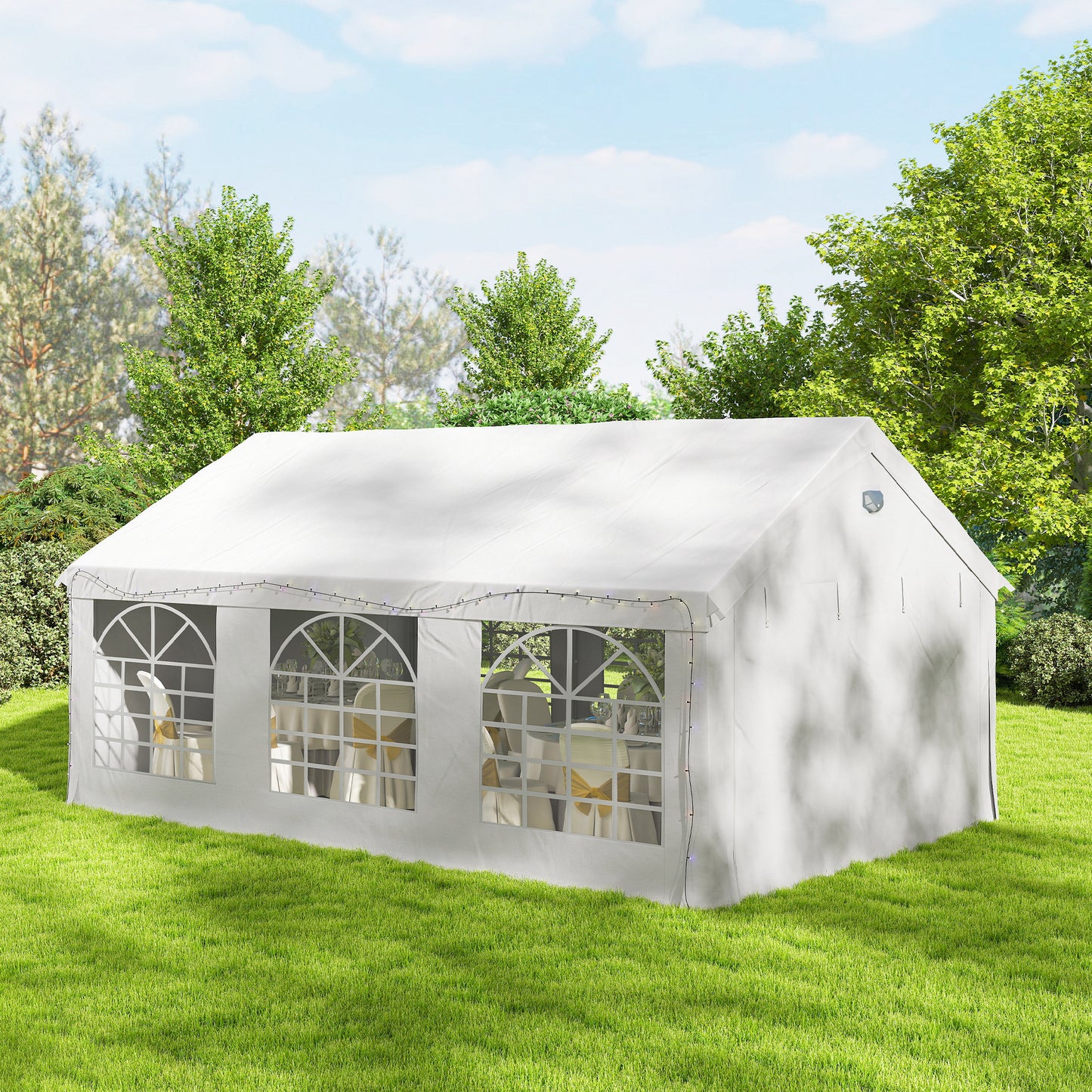 6 x 4 m Party Tent, Heavy Duty Gazebo Canopy with Windows, Outdoor Party Wedding Tent with 4 Removable Sidewalls
