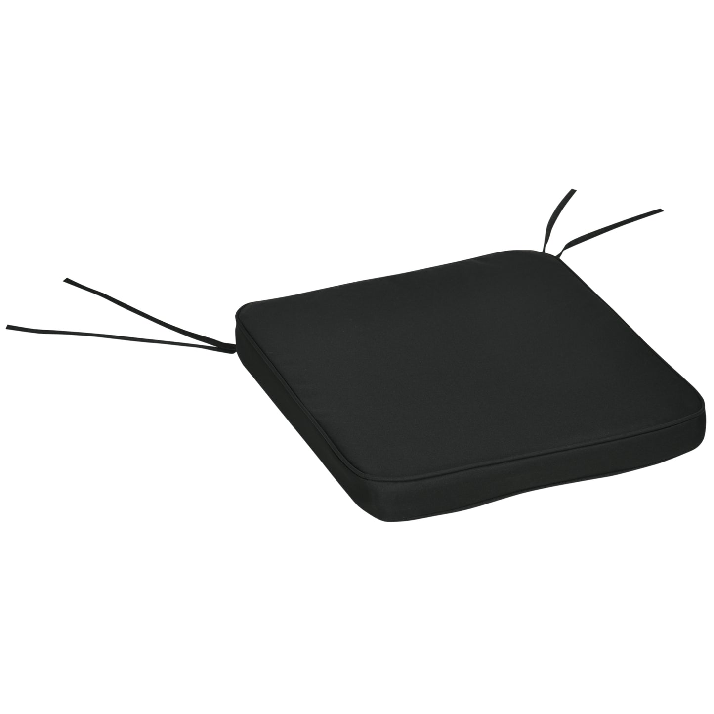 Set of 6 Chair Cushion Seat Pads Dining Chair w/ Straps Indoor Outdoor Removable Tie On Garden Patio, Black