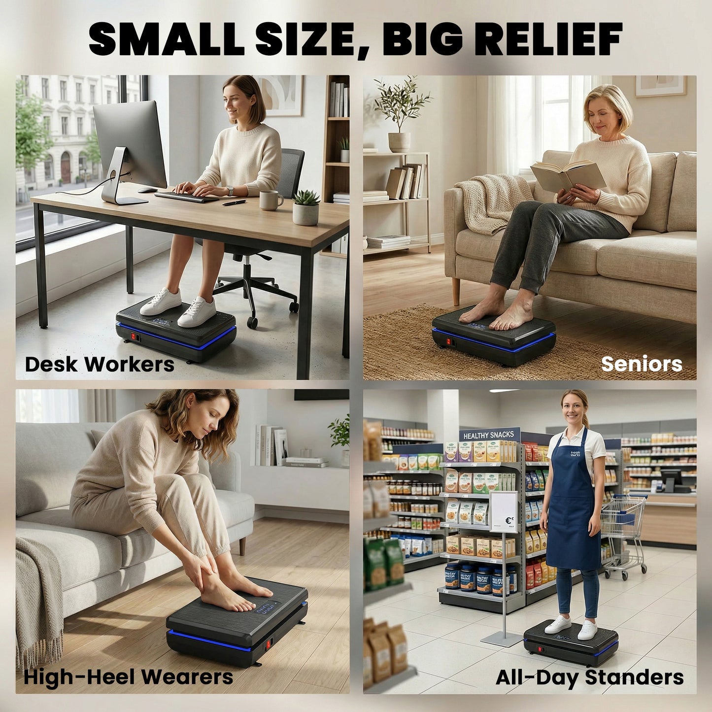 Vibration Plate Exercise Machine with 120 Speed Levels, 5 Programs, Quiet Vibrating Plate with Resistance Bands