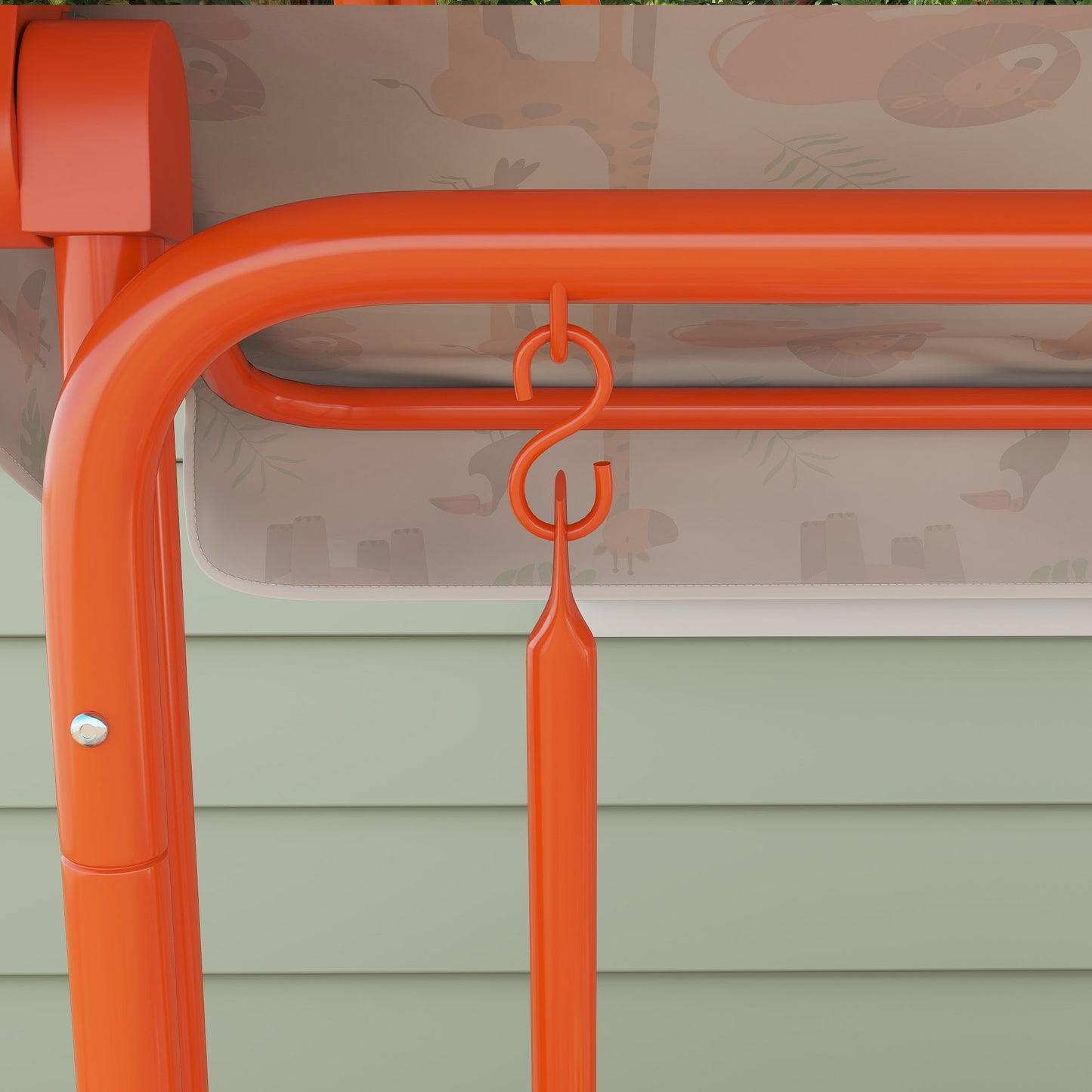 Kids Porch Swing, 2-Seater Patio Swing Bench Hammock with Seat Belts, Adjustable Canopy for Garden, Orange