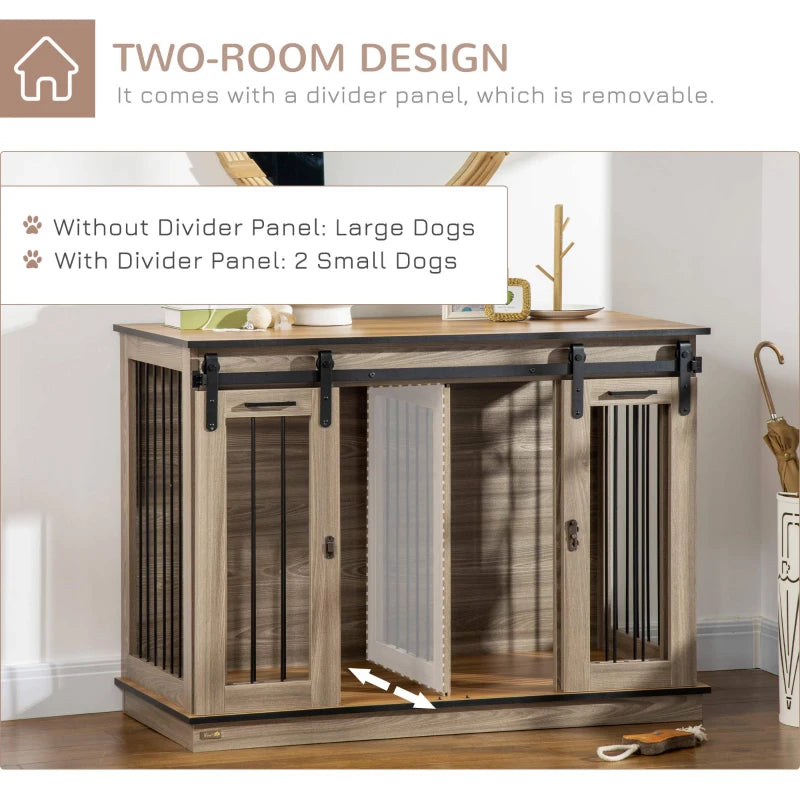 Large Pet Crate with Removable Divider for One Large Pet or Two Small - Oak