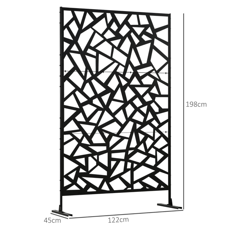 6.5ft - Metal Geometric Style Outdoor Divider / Partition Screen with Stand