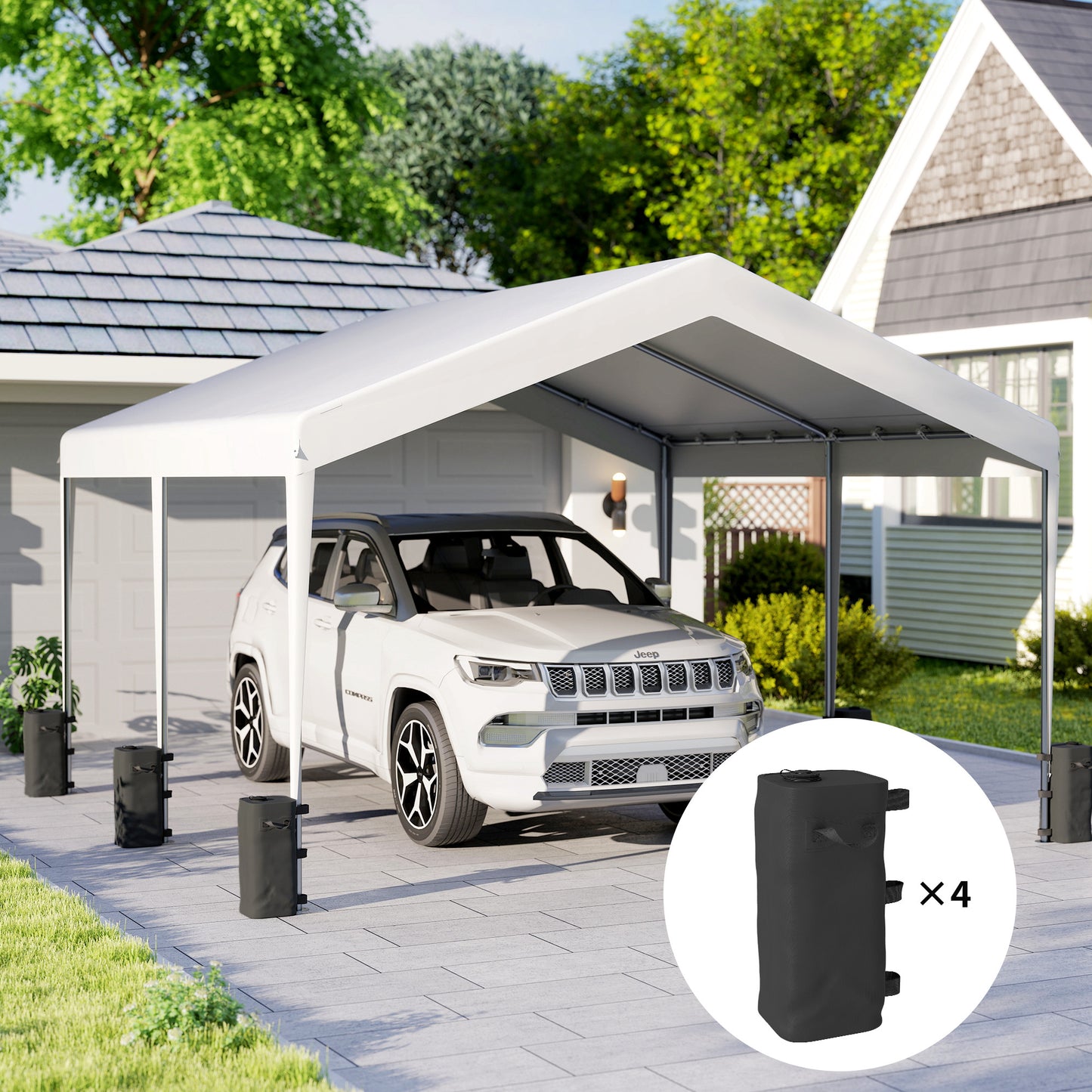 Set of 4 Heavy Duty Gazebo Weights Bags, 500D Sand Weights with Carry Handles for Garden Marquee, Parasol, Black