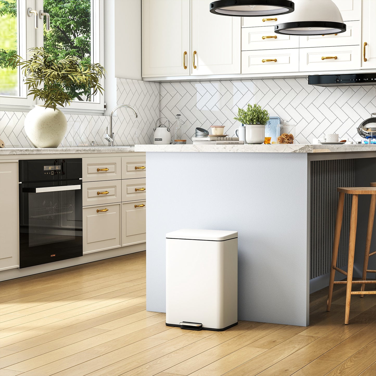 20L Kitchen Bin with Soft-Close Lid and Stay-Open Function, Pedal Bin with Removable Inner Bucket for Kitchen, Office, Home