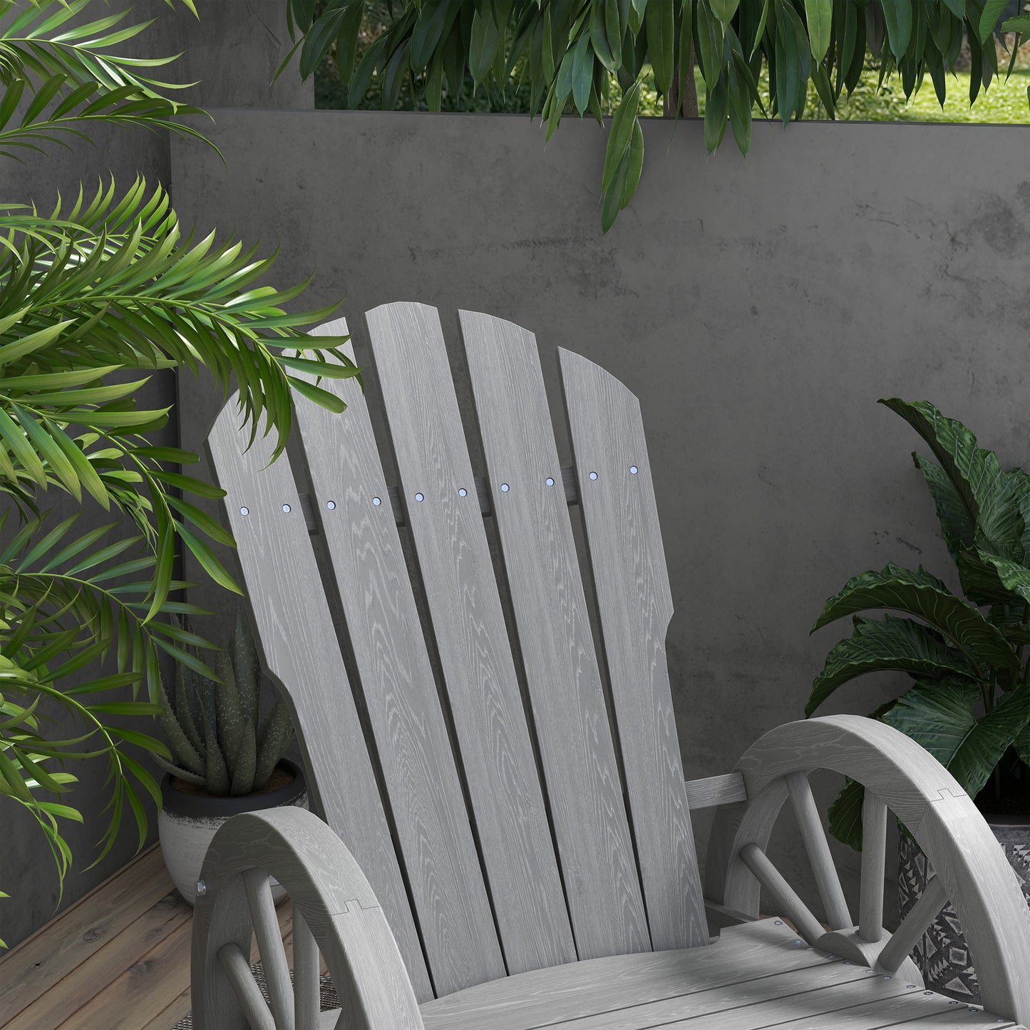 Wooden Adirondack Rocking Chair Reclining Armchair Garden Furniture Patio Porch Rocker - Grey