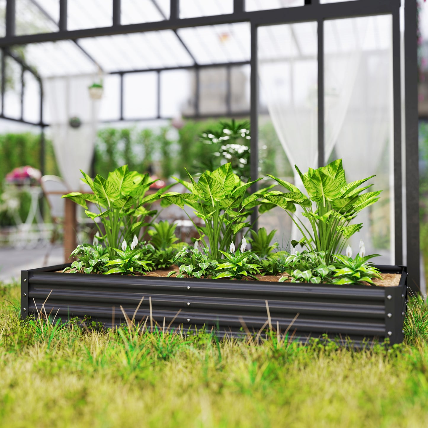 180 x 90cm Galvanised Steel Open Planter - 84H-211V00CG