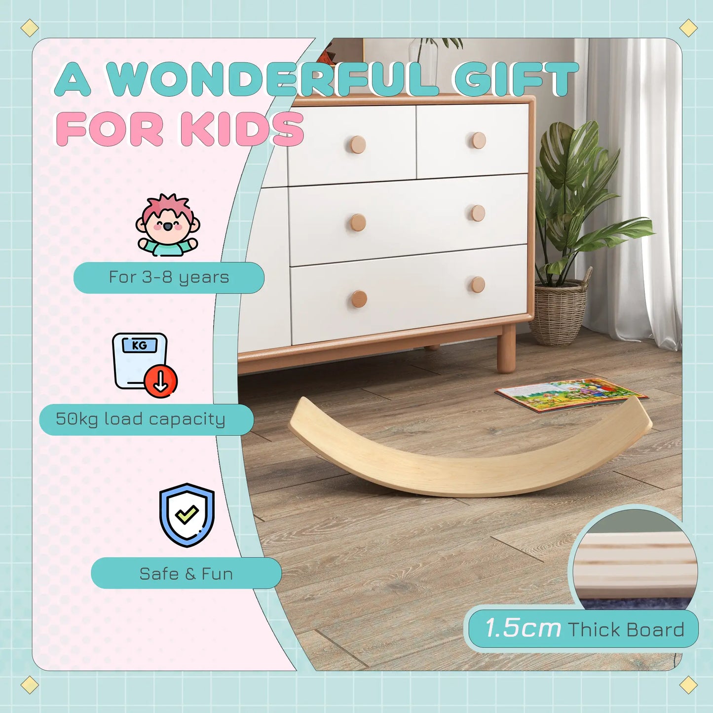 Wooden Balance Board for Kids