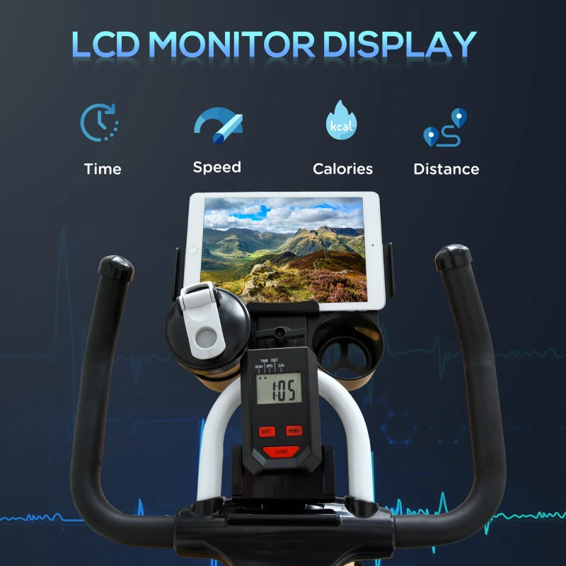 Indoor Cycling Exercise Bike with Adjustable Resistance and Large Phone / Tablet Holder (8kg Flywheel) - White / Red