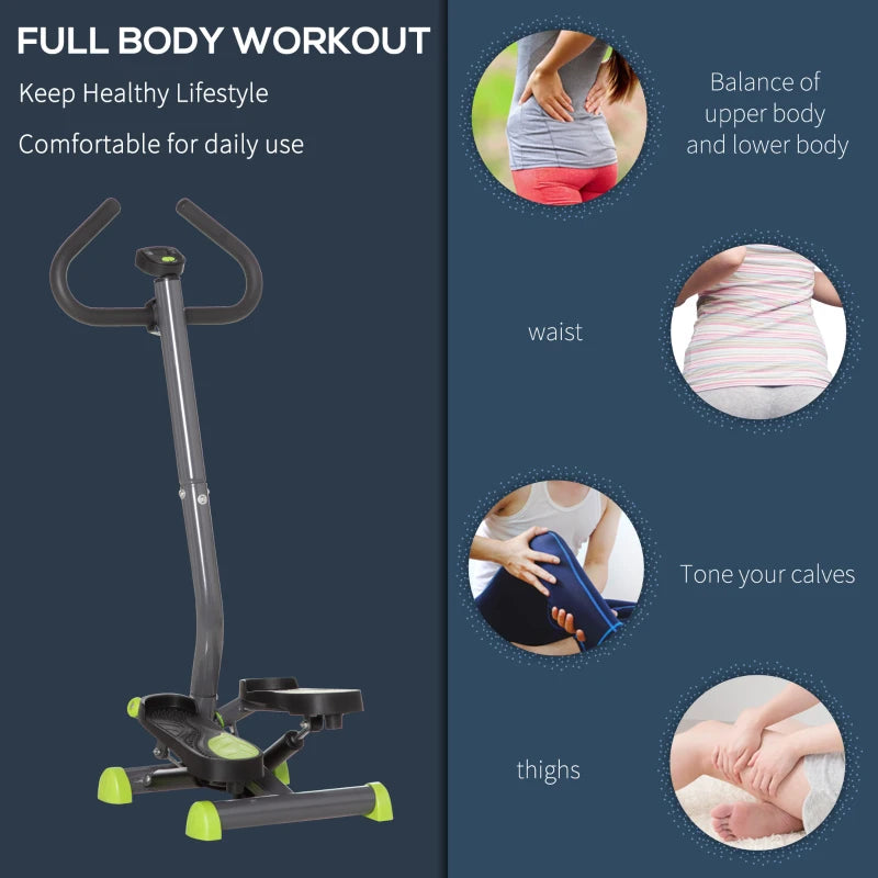 Twister Stepper with Adjustable Resistance, Height and LCD Screen - Grey / Green