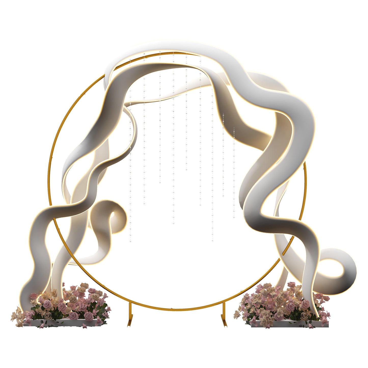 222cm Gold Tone Backdrop Stand, Round Metal Wedding Arch for Birthday Party, Bridal Shower, Graduation, Ceremony