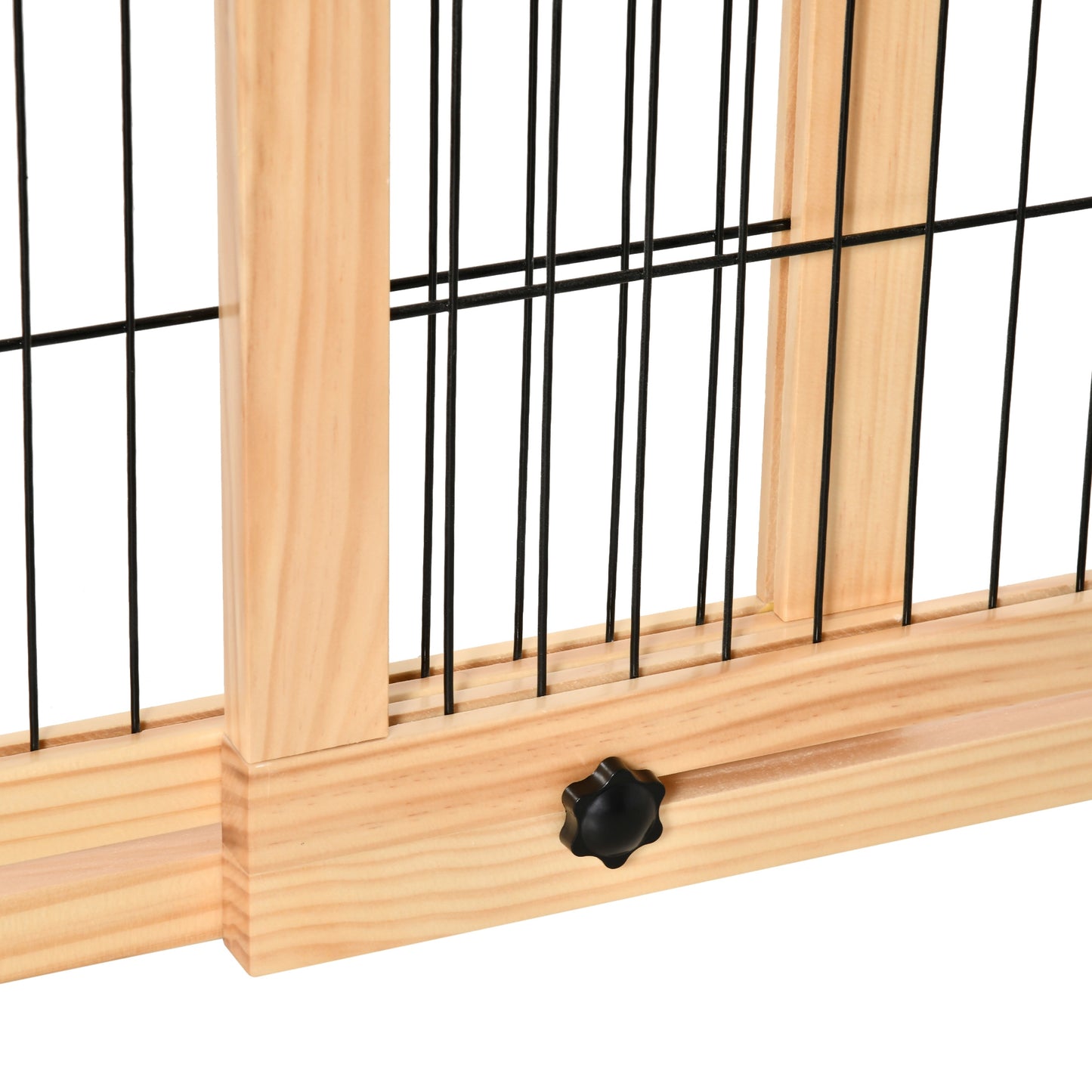 Freestanding Dog Gate, Foldable Pet Fence, Indoor Wood Barrier, Stair Gate with Support Feet, for Doorway, Hallway
